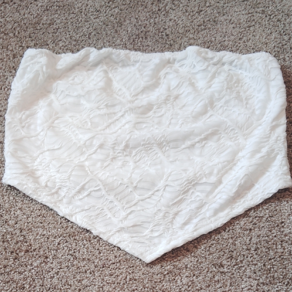 White Lace Strapless Top